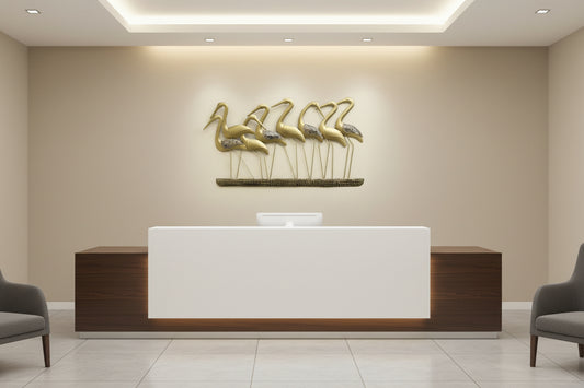 Golden Flamingo Birds Wall Art-ArtyCraftz.com