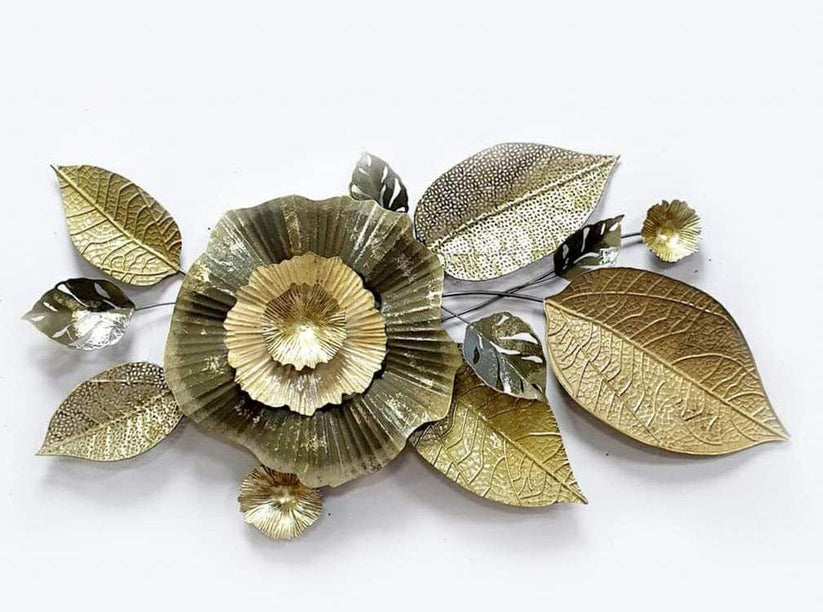 Golden Floral Metal Wall Art-ArtyCraftz.com