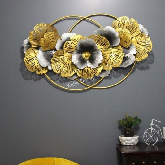 Golden Flower Metal Decorative Wall Art Living room - ArtyCraftz.com