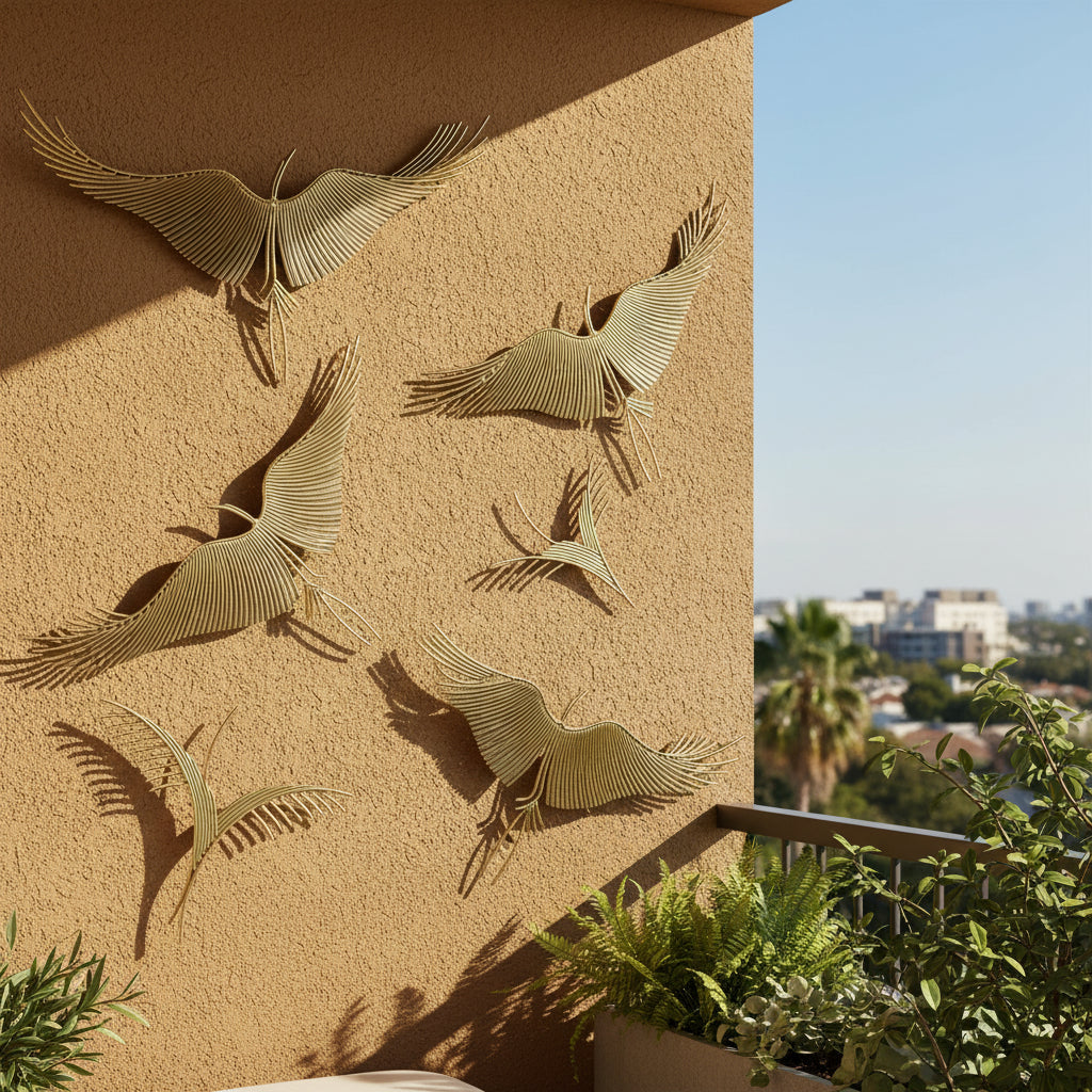 Golden Flying Cranes Metal Wall Art Set-ArtyCraftz.com
