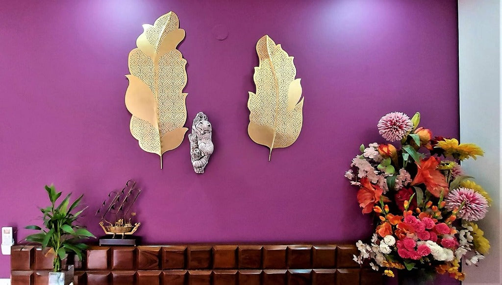 Golden Leaves Metal Wall Art-ArtyCraftz.com