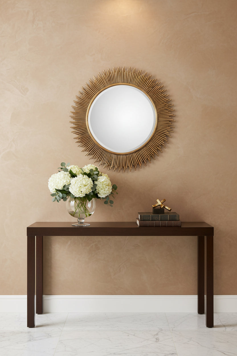 Golden Radiance Sunburst Wall Mirror-ArtyCraftz.com