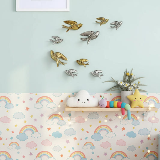 Golden & Silver Flying Swallows Wall Art Set-ArtyCraftz.com