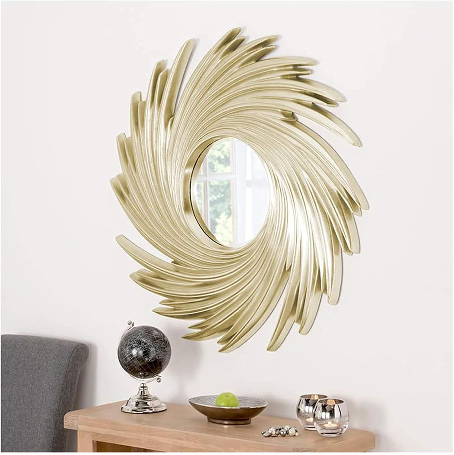 Golden Swirl Iron Frame Wall Mirror-ArtyCraftz.com