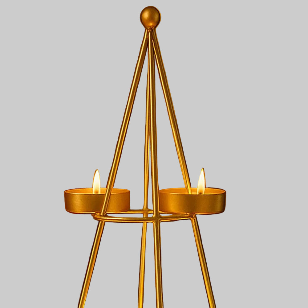 Golden iron pyramid 12 votive tealight candle holder for home decor-artycraftz.com