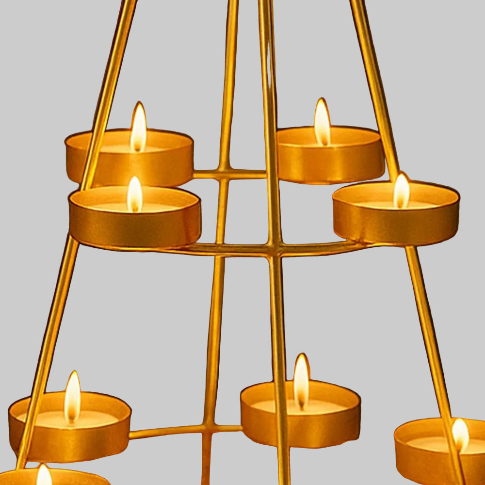Golden iron pyramid 12 votive tealight candle holder for home decor-artycraftz.com