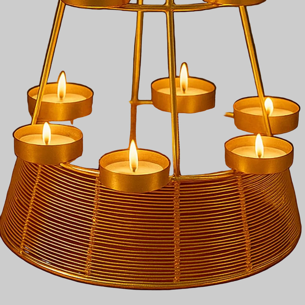 Golden iron pyramid 12 votive tealight candle holder for home decor-artycraftz.com
