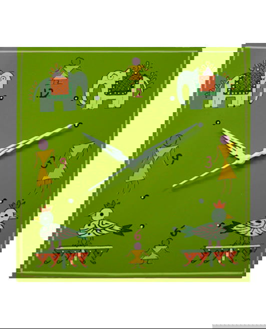 Gorgeous Green Hand Painted Warli Wall Clock - ArtyCraftz.com