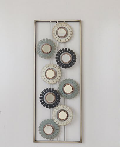 Hallow Flowers with Mirror Metal Wall Decor with Frame