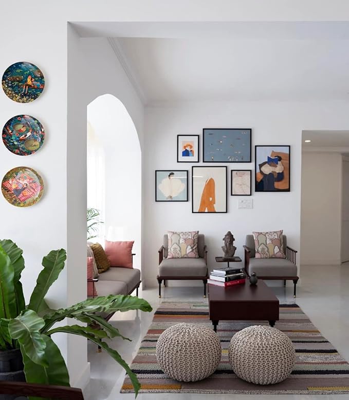 Hand Braided Mustard Color Cotton Pouf