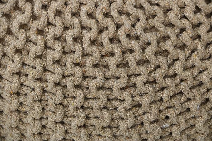 Hand Braided Mustard Color Cotton Pouf