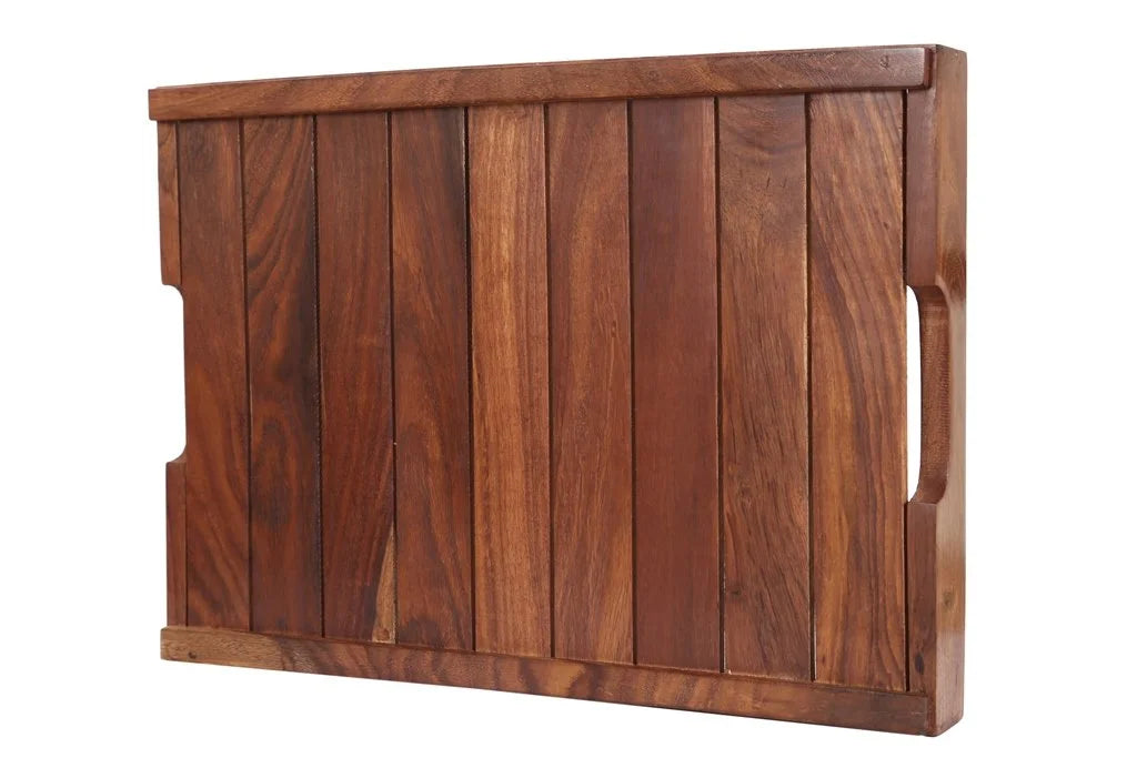 Hand Crafted Brown Wooden Serving Tray In Sheesham Wood (14 x 10 Inch) Dinnerware - ArtyCraftz.com