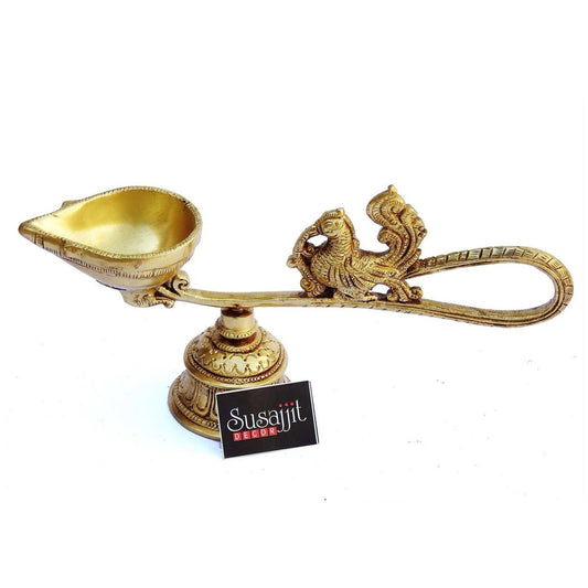 Hand Diya with Bell Two in One Diya on Top and Bell in Base - ArtyCraftz.com