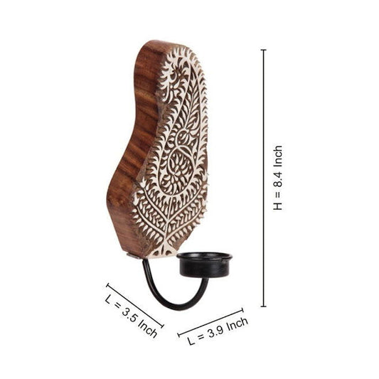 Hand Engraved Wall Wooden Tealight Holder - ArtyCraftz.com