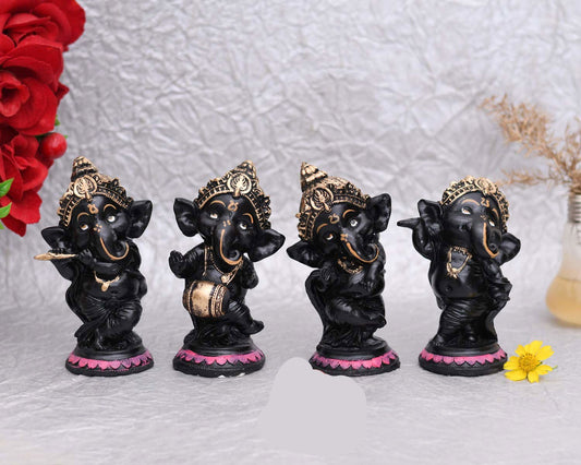 Hand Made Resine Little Ganesh showpiece for Home & Office Decor Pack of 4 - ArtyCraftz.com