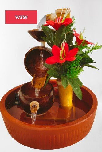 Handcrafted 3 steps Coconut shell with Bamboo Fountain for Home and Garden Decor - ArtyCraftz.com