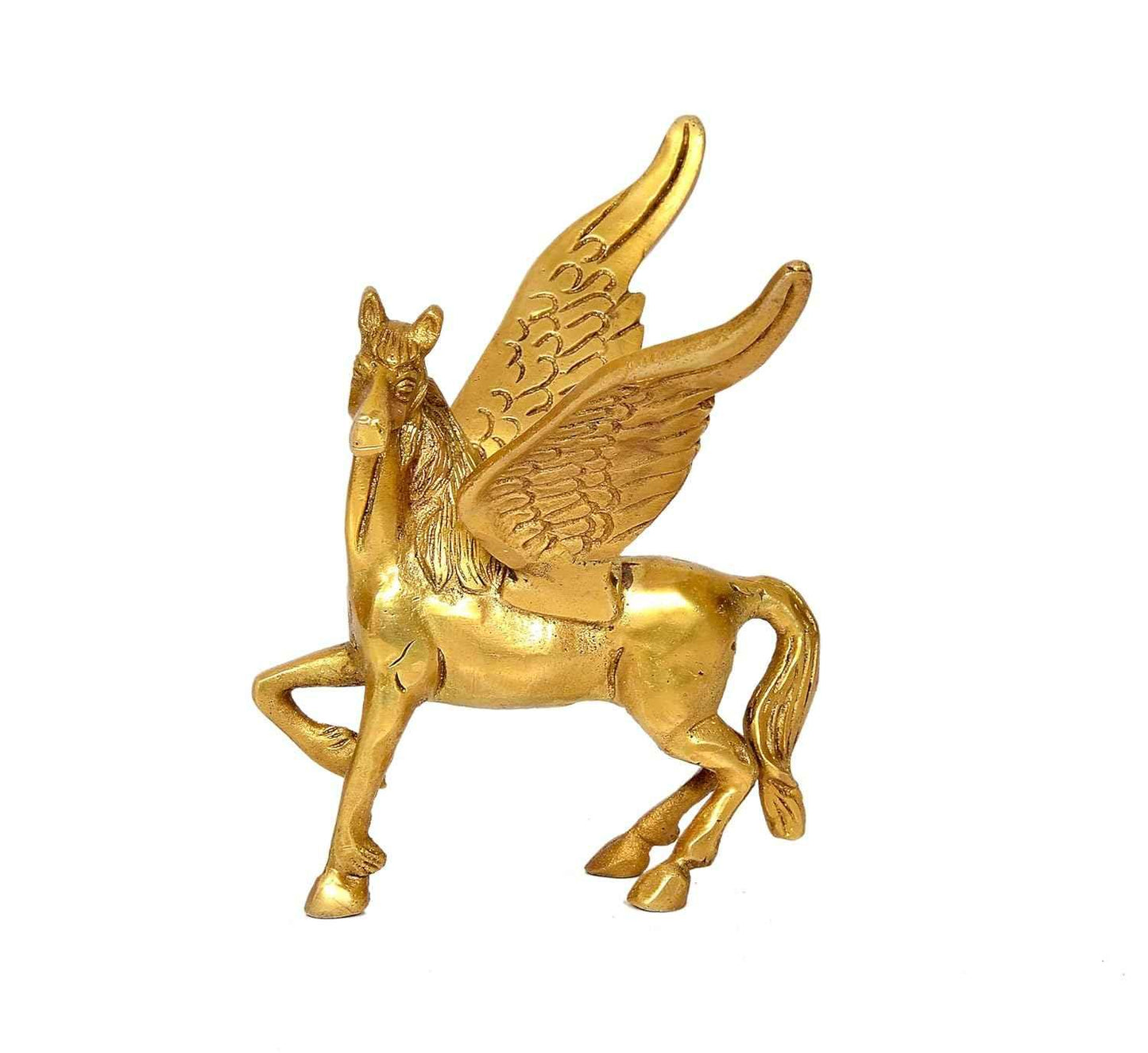 Brass Pegasus Flying Horse Statue 4 Inch Handcrafted Winged Horse Figurine | Available in Antique Gold & Two-Tone Brown Gold