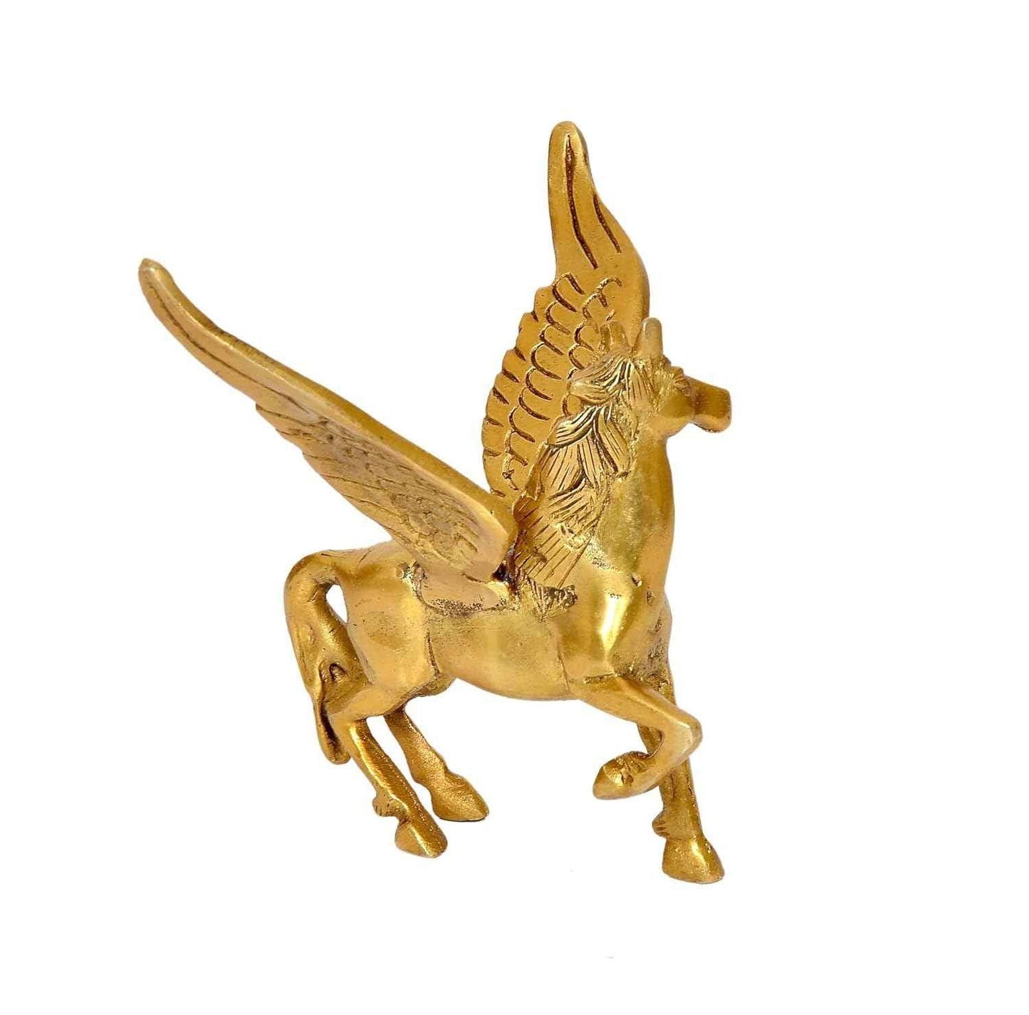Brass Pegasus Flying Horse Statue 4 Inch Handcrafted Winged Horse Figurine | Available in Antique Gold & Two-Tone Brown Gold