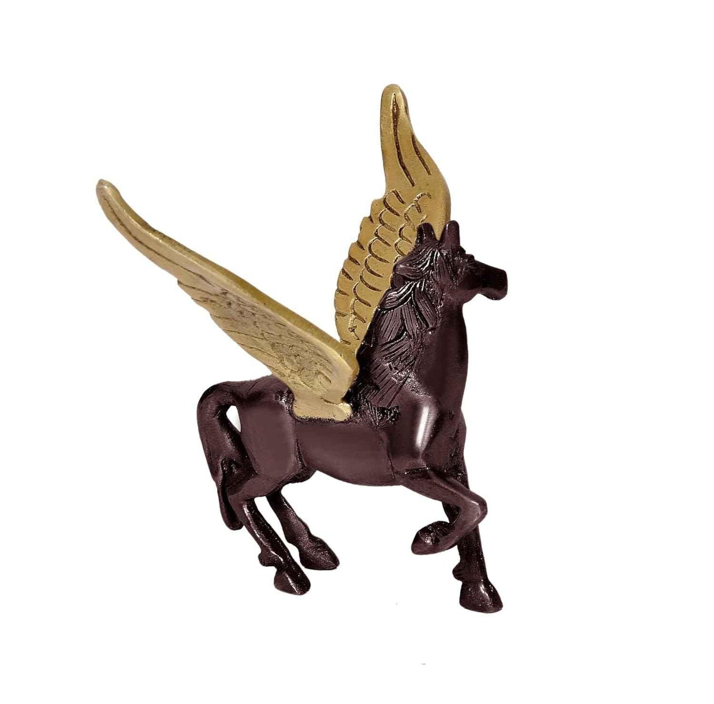 Brass Pegasus Flying Horse Statue 4 Inch Handcrafted Winged Horse Figurine | Available in Antique Gold & Two-Tone Brown Gold