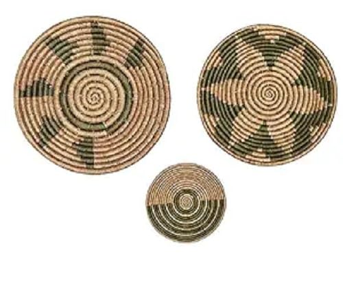 Handcrafted Beige Sabai Grass Wall Plate set of 3-ArtyCraftz.com