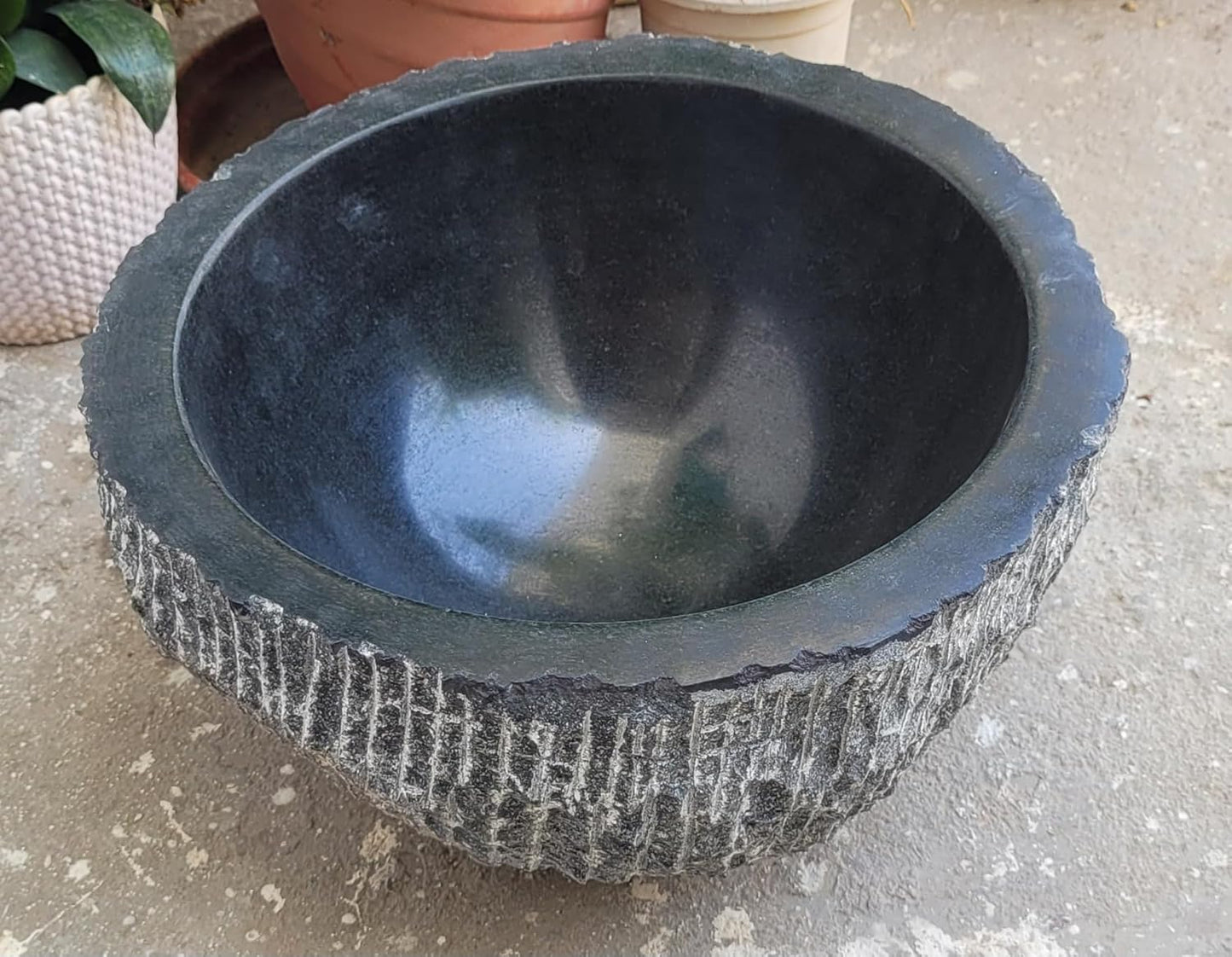 Handcrafted Black Marble Stone Urli Bowl-ArtyCraftz.com