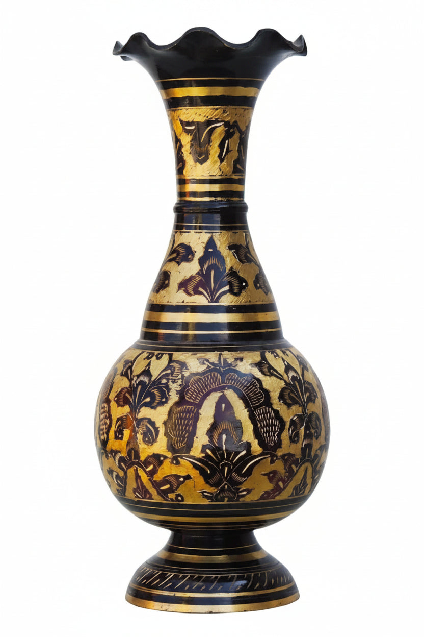 Handcrafted Black and Gold Decorative Metal Flower Vase-ArtyCraftz.com