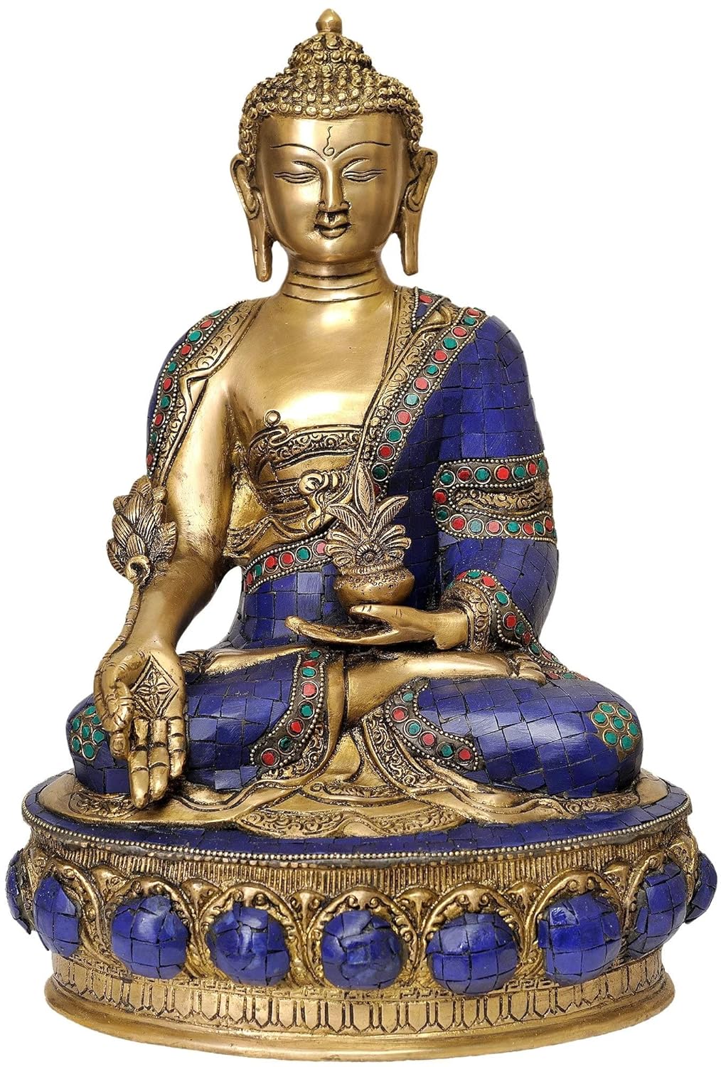 Handcrafted Blue Tibetan Buddha Statue-ArtyCraftz.com