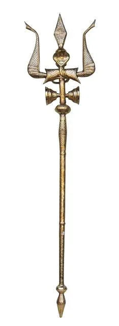 Handcrafted Brass Brass Trishul,Trident with Stand Brass Statue for Temple - ArtyCraftz.com