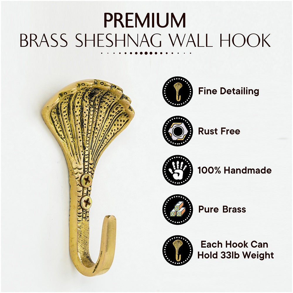 Handcrafted Brass Cobra Wall Hooks for Keys & Coats-ArtyCraftz.com