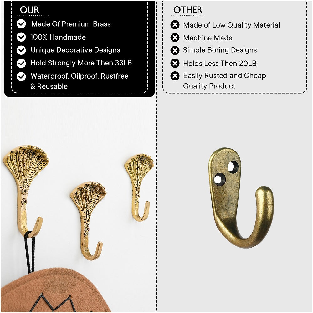Handcrafted Brass Cobra Wall Hooks for Keys & Coats-ArtyCraftz.com