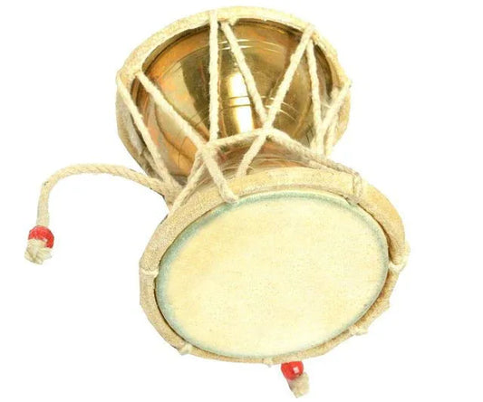 Handcrafted Brass Damru for Pooja 4*4*4.1 Inches - ArtyCraftz.com