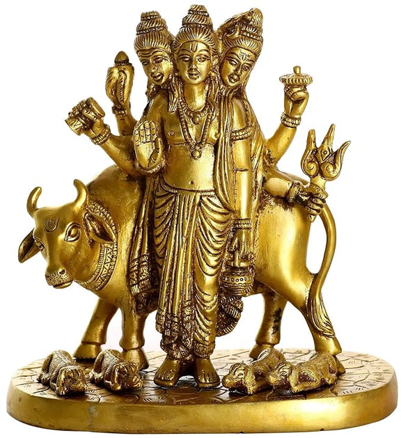 Handcrafted Brass Dattatreya 8 Inches Statue-ArtyCraftz.com