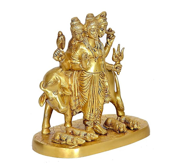 Handcrafted Brass Dattatreya 8 Inches Statue-ArtyCraftz.com