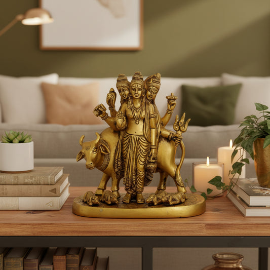 Handcrafted Brass Dattatreya 8 Inches Statue-ArtyCraftz.com