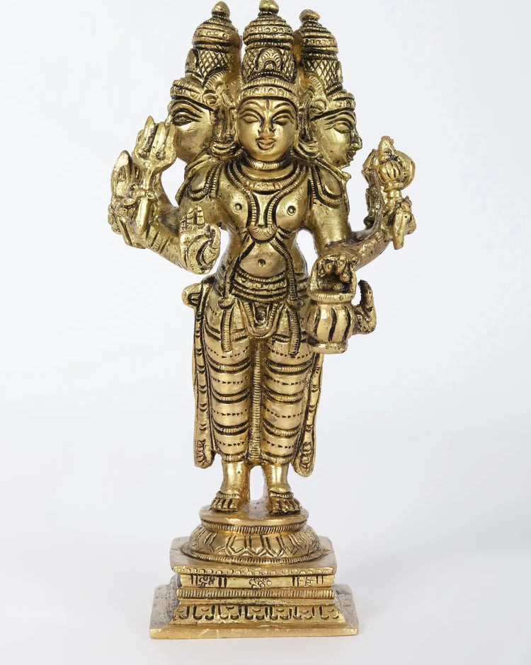 Handcrafted Brass Dattatreya Statue 6 Inches-ArtyCraftz.com