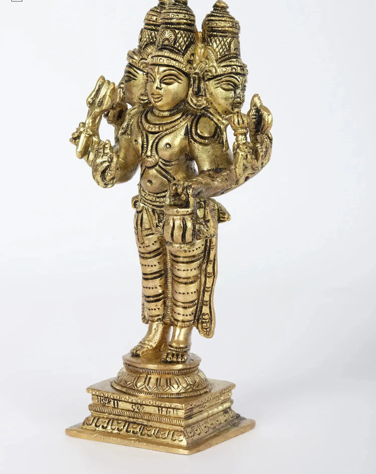 Handcrafted Brass Dattatreya Statue 6 Inches-ArtyCraftz.com