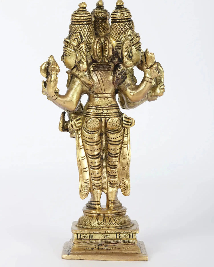 Handcrafted Brass Dattatreya Statue 6 Inches-ArtyCraftz.com