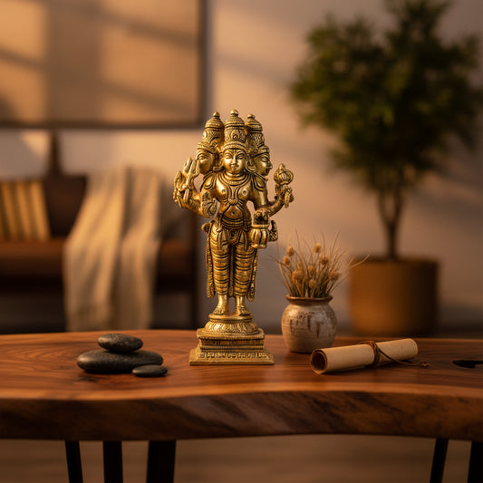 Handcrafted Brass Dattatreya Statue 6 Inches-ArtyCraftz.com