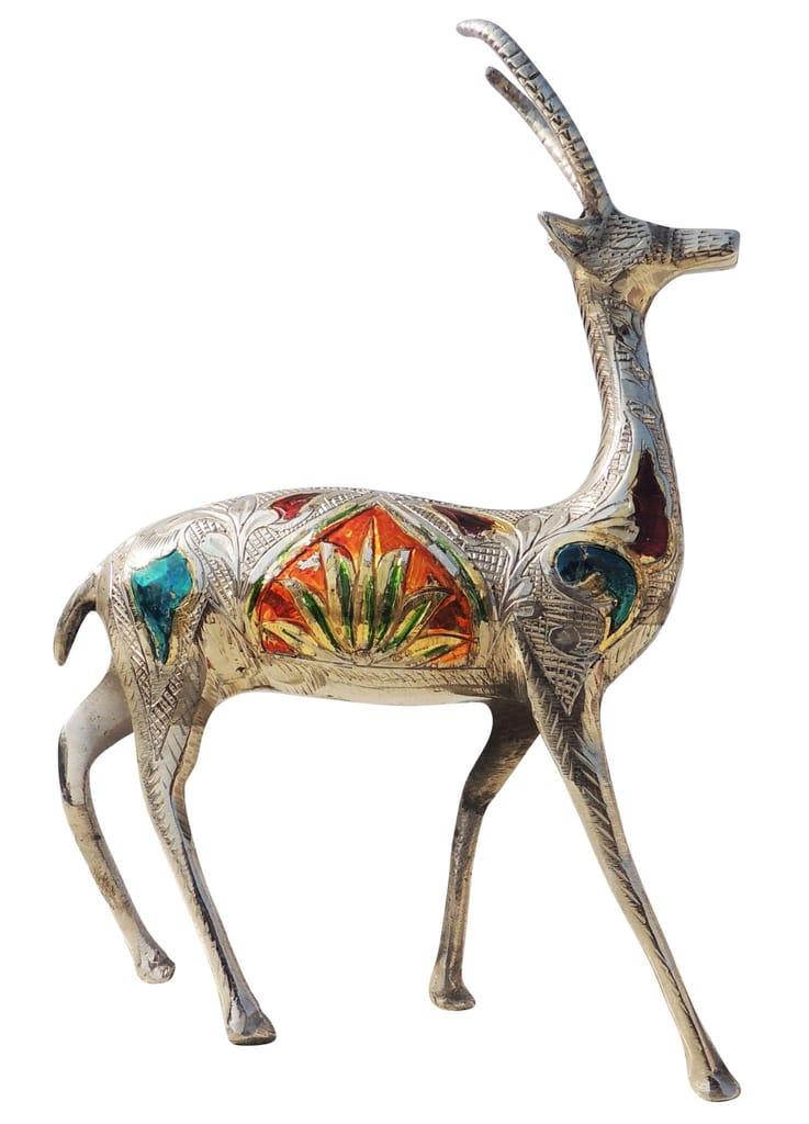 Handcrafted Brass Deer Showpiece for Home Decor and Gifting (6.2*1.6*9.5 Inches) - ArtyCraftz.com