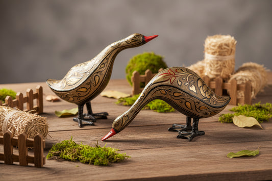 Handcrafted Brass Duck Pair Showpiece-ArtyCraftz.com