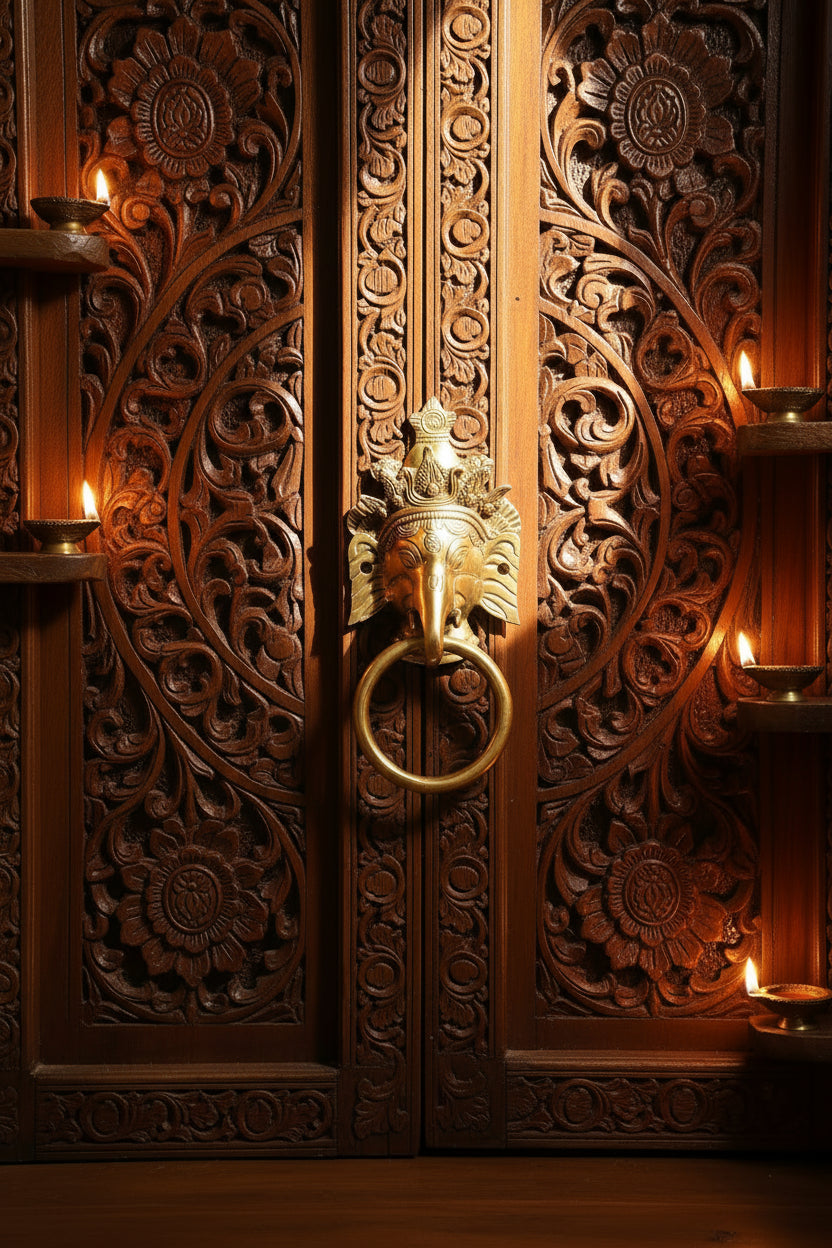 Handcrafted Brass Elephant Head Door Knocker-ArtyCraftz.com