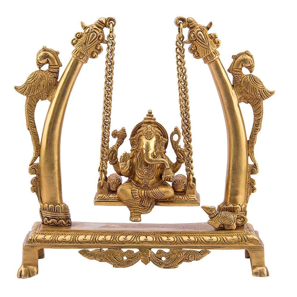 Handcrafted Brass Ganesh Jhula 10 Inches Idol - ArtyCraftz.com