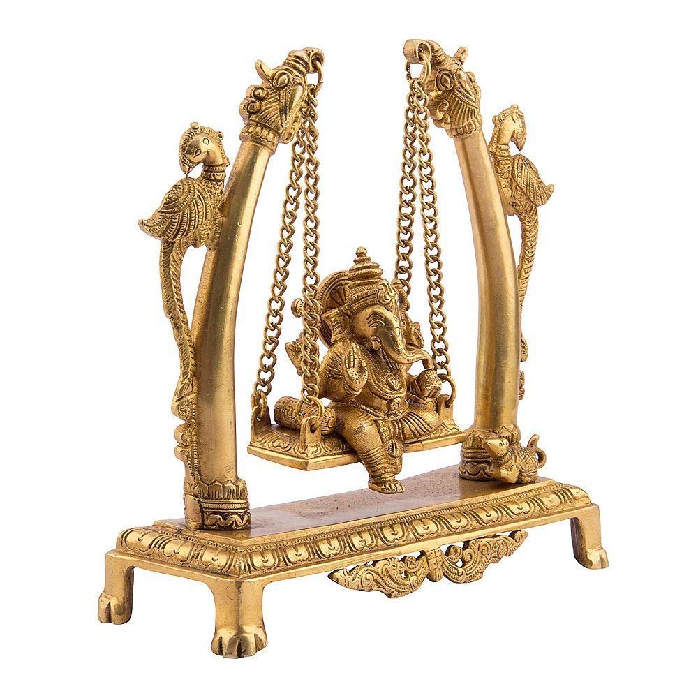 Handcrafted Brass Ganesh Jhula 10 Inches Idol - ArtyCraftz.com