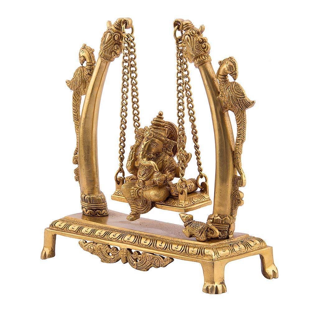 Handcrafted Brass Ganesh Jhula 10 Inches Idol - ArtyCraftz.com