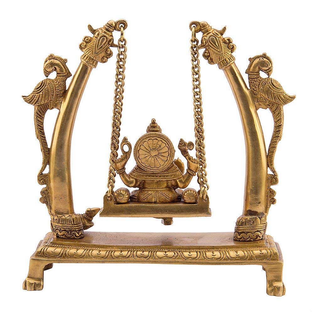 Handcrafted Brass Ganesh Jhula 10 Inches Idol - ArtyCraftz.com