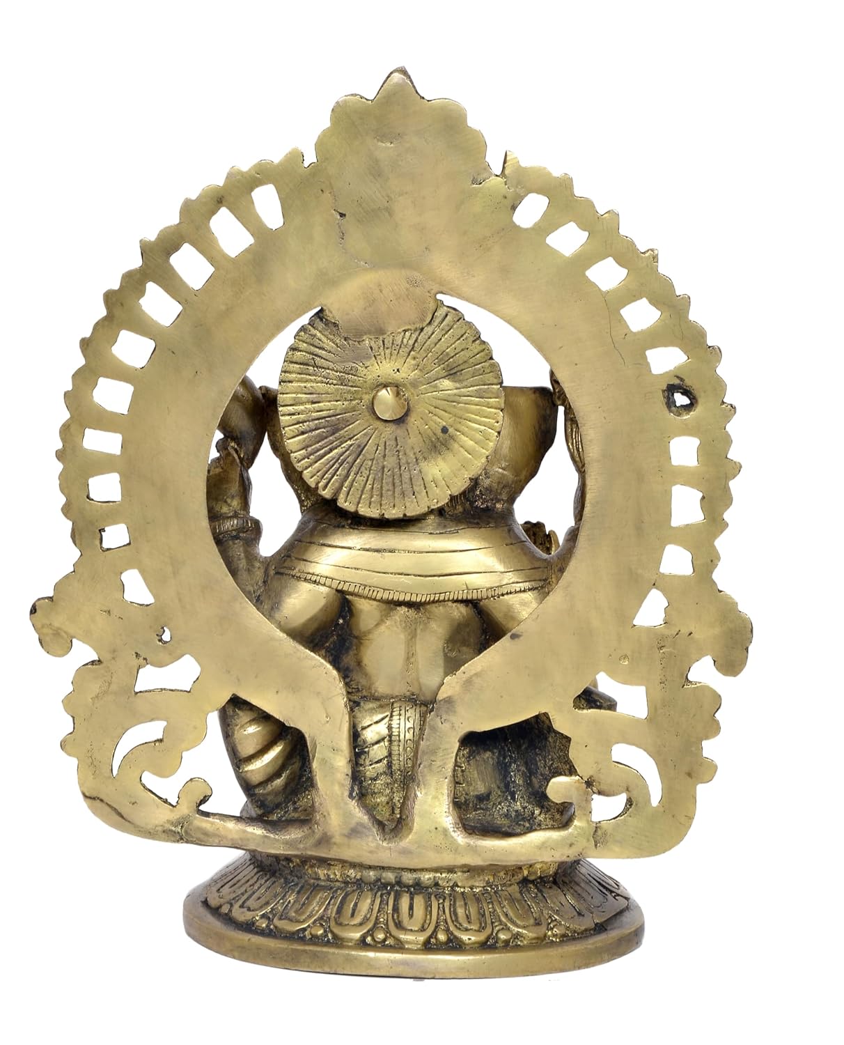 Handcrafted Brass Ganesha Idol with Decorative Arch Back View-ArtyCraftz.com