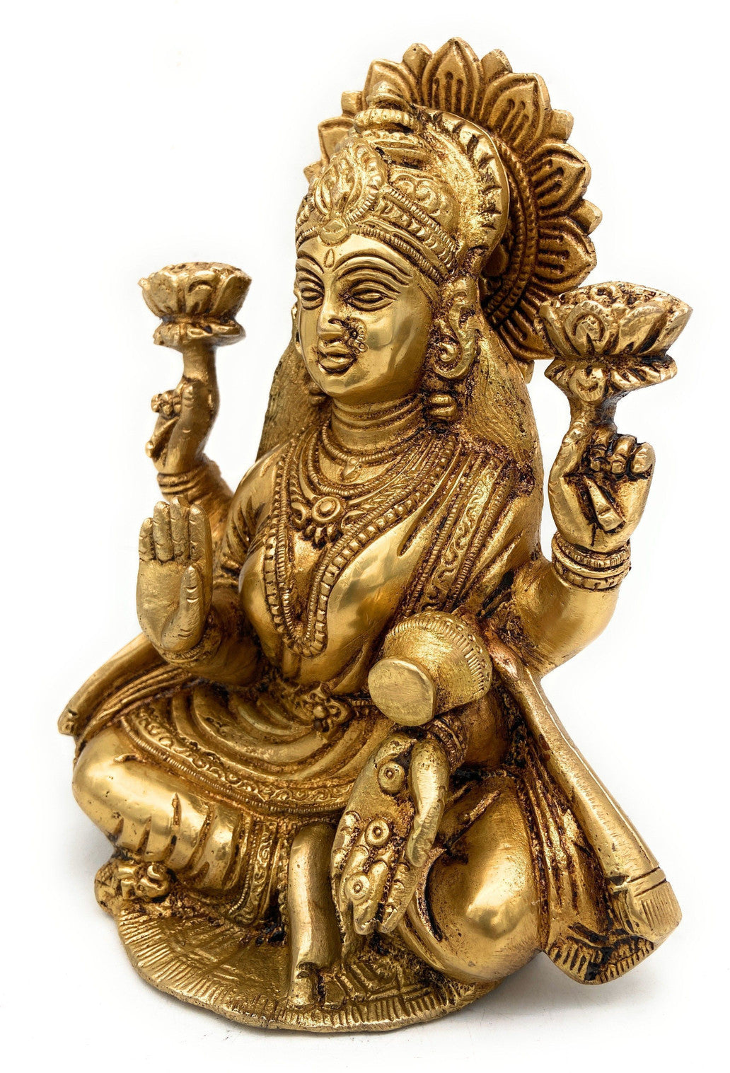 Handcrafted Brass Goddess Lakshmi Statue for Home Temple & Pooja Room-ArtyCraftz.com