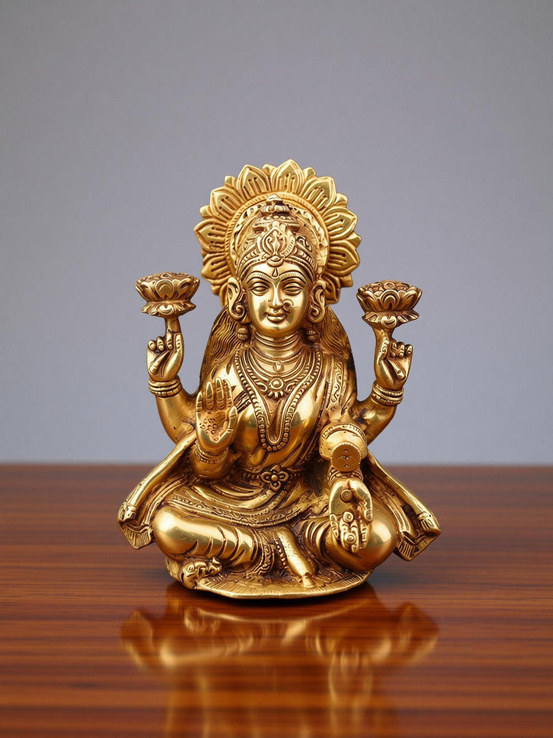 Handcrafted Brass Goddess Lakshmi Statue for Home Temple & Pooja Room-ArtyCraftz.com