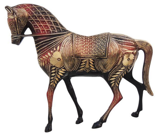 Handcrafted Brass Horse Showpiece for Home Decor and Gifting 11.5*3.5*10 Inches - ArtyCraftz.com