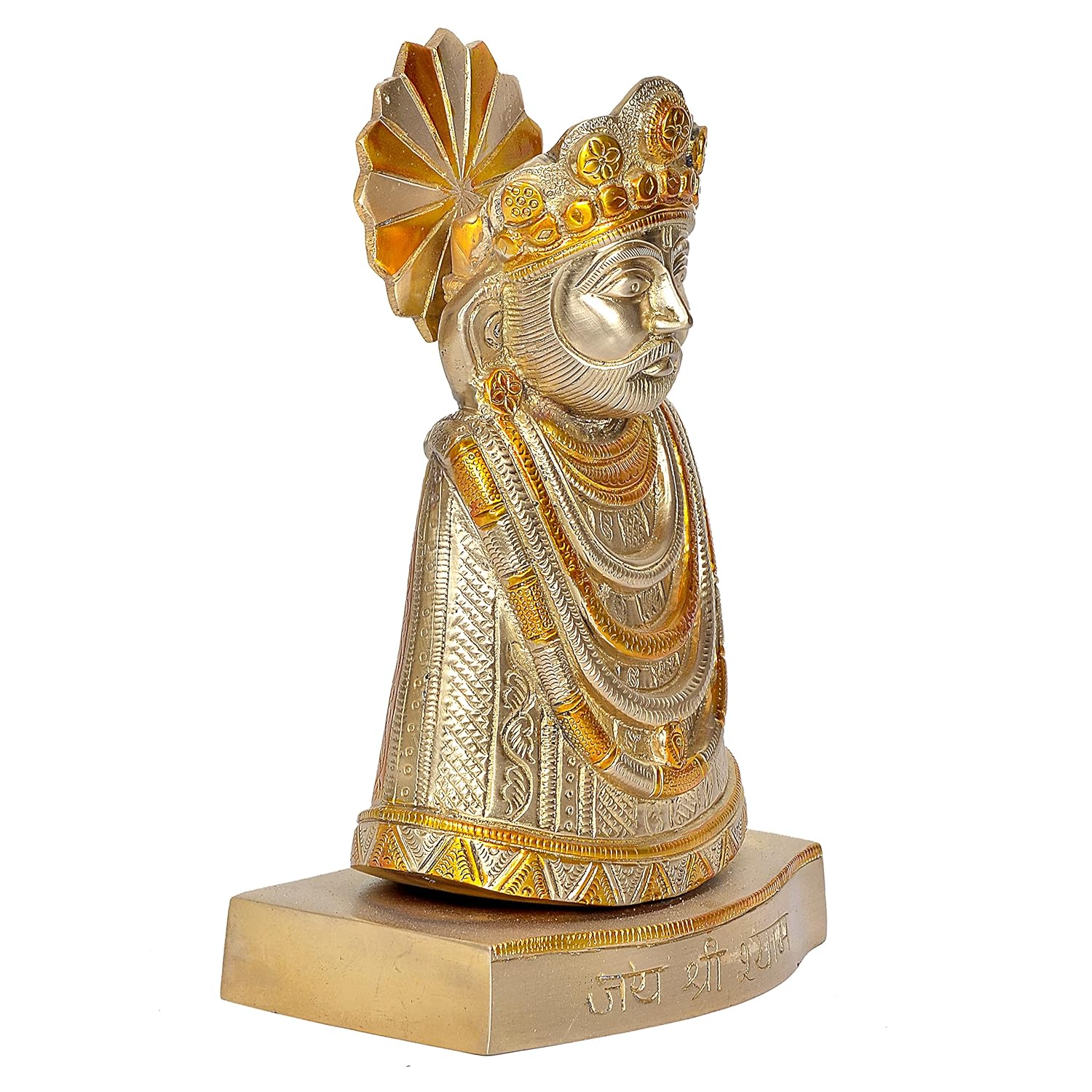 Handcrafted Brass Khatu Shyam Idol for Home Temple & Spiritual Decor Left View-ArtyCraftz.com